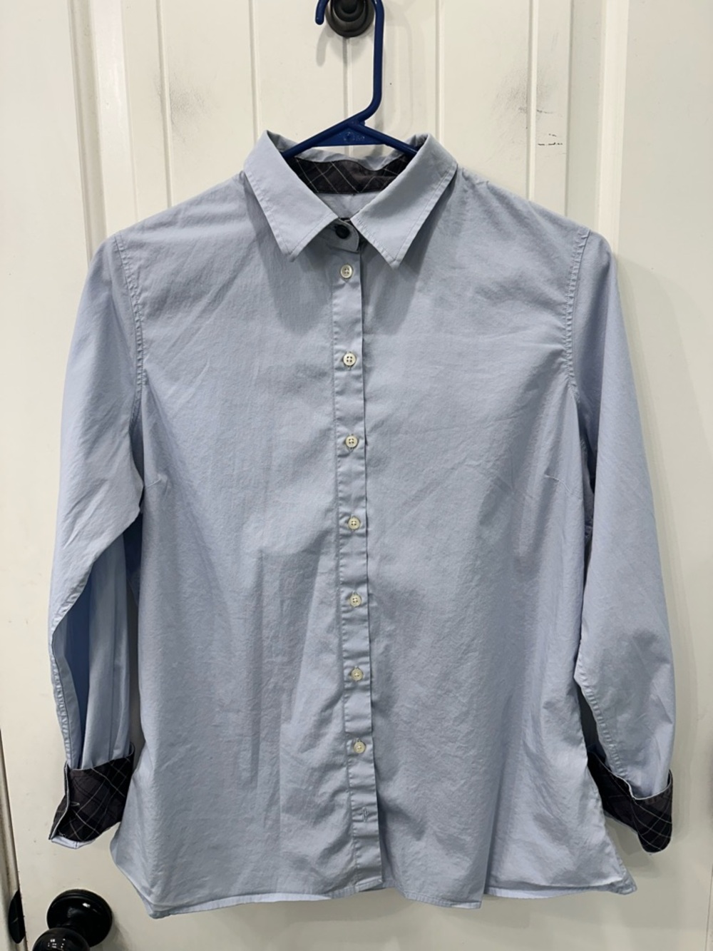 Barbour Cramlington Winter Tartan Button Down Shirt Blue 10 Coastal Preppy Chic